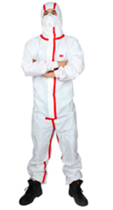 3M 4565白色带帽红色胶条连体防护服