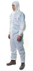 3M 白色带帽连体防护服-4515