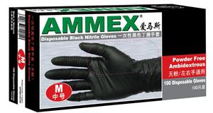 爱马斯/Ammex 一次性丁腈手套 黑色 GPNBC